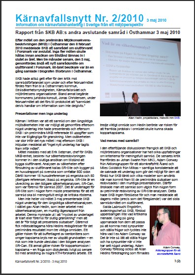 SKBs andra avslutande samråd i Östhammar 3 maj 2010